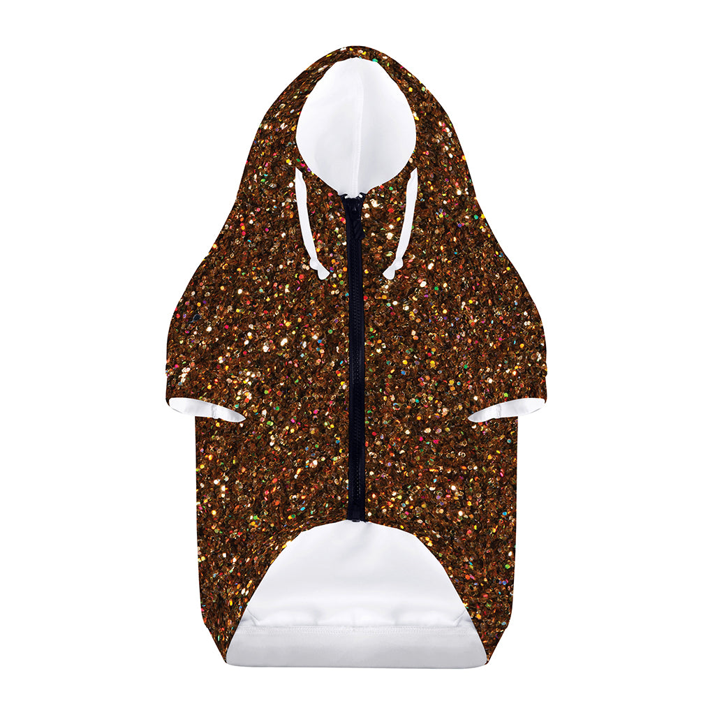 Brown (NOT Real) Glitter Print Dog Zip Up Hoodie