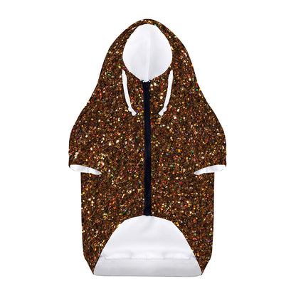 Brown (NOT Real) Glitter Print Dog Zip Up Hoodie