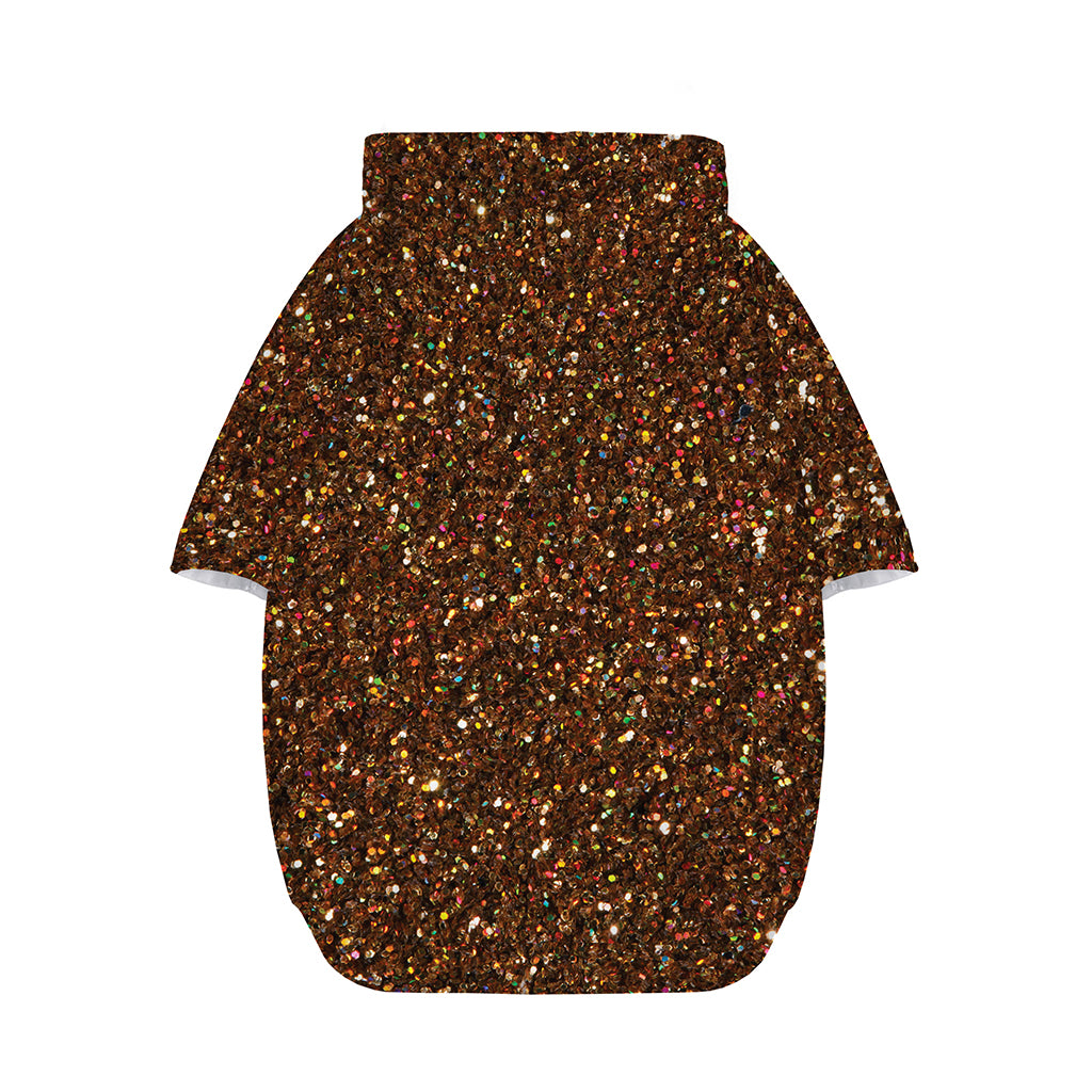 Brown (NOT Real) Glitter Print Dog Zip Up Hoodie