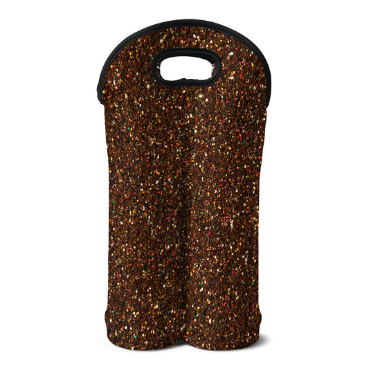 Brown (NOT Real) Glitter Print Double Neoprene Wine Tote