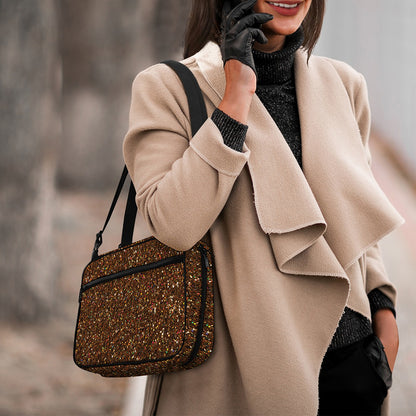 Brown (NOT Real) Glitter Print Double Strap Bible Bag