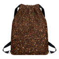 Brown (NOT Real) Glitter Print Drawstring Backpack