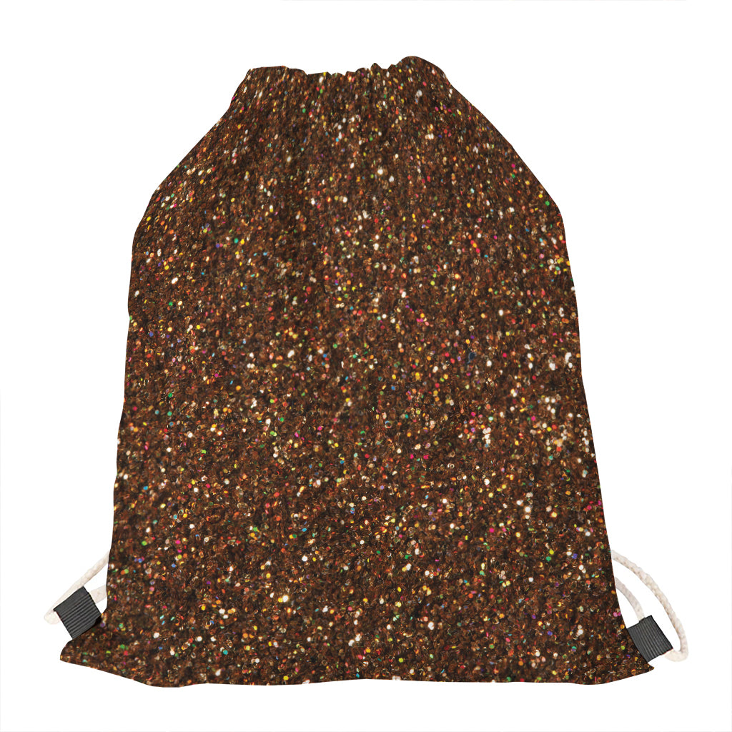 Brown (NOT Real) Glitter Print Drawstring Bag