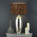 Brown (NOT Real) Glitter Print Drum Lamp Shade