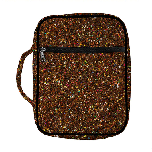 Brown (NOT Real) Glitter Print Front Pocket Bible Bag