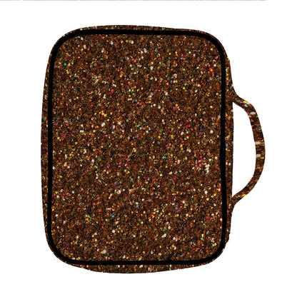 Brown (NOT Real) Glitter Print Front Pocket Bible Bag