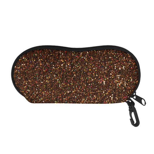 Brown (NOT Real) Glitter Print Glasses Case
