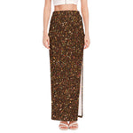 Brown (NOT Real) Glitter Print High Slit Maxi Skirt