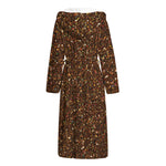 Brown (NOT Real) Glitter Print Hooded Bathrobe