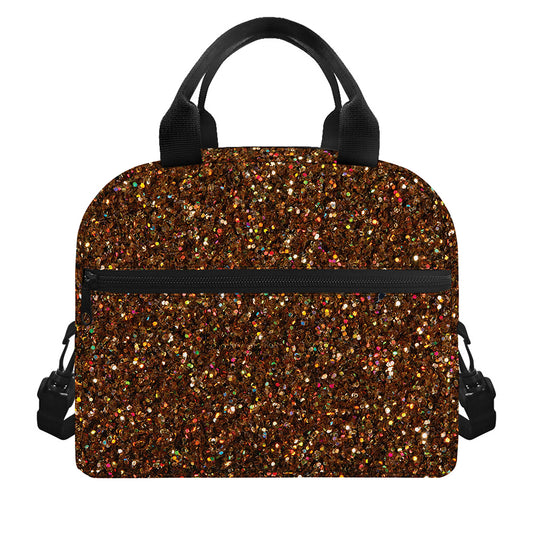 Brown (NOT Real) Glitter Print Insulated Lunch Bag