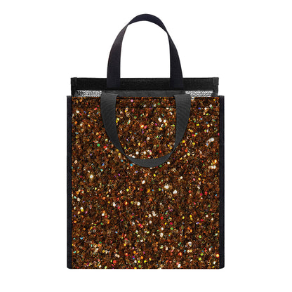 Brown (NOT Real) Glitter Print Insulated Lunch Tote