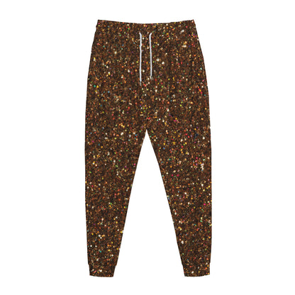 Brown (NOT Real) Glitter Print Jogger Pants