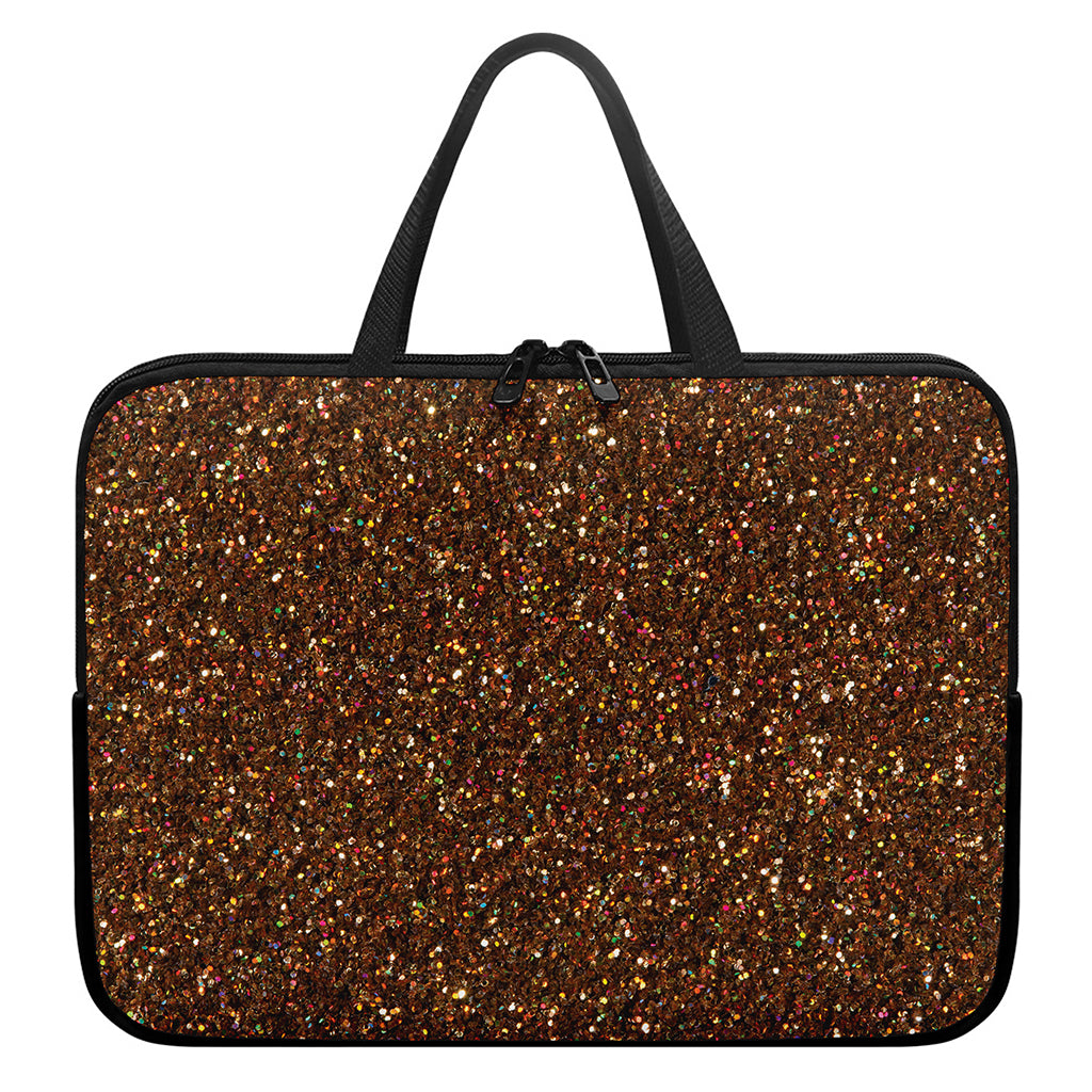 Brown (NOT Real) Glitter Print Laptop Sleeve With Handle