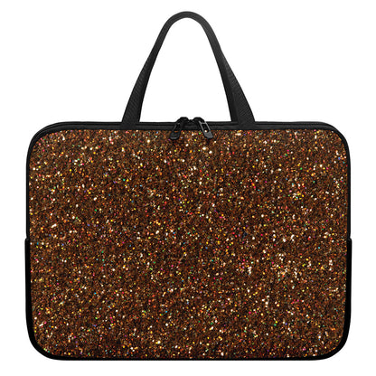Brown (NOT Real) Glitter Print Laptop Sleeve With Handle