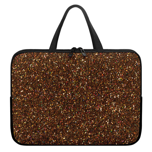 Brown (NOT Real) Glitter Print Laptop Sleeve With Handle