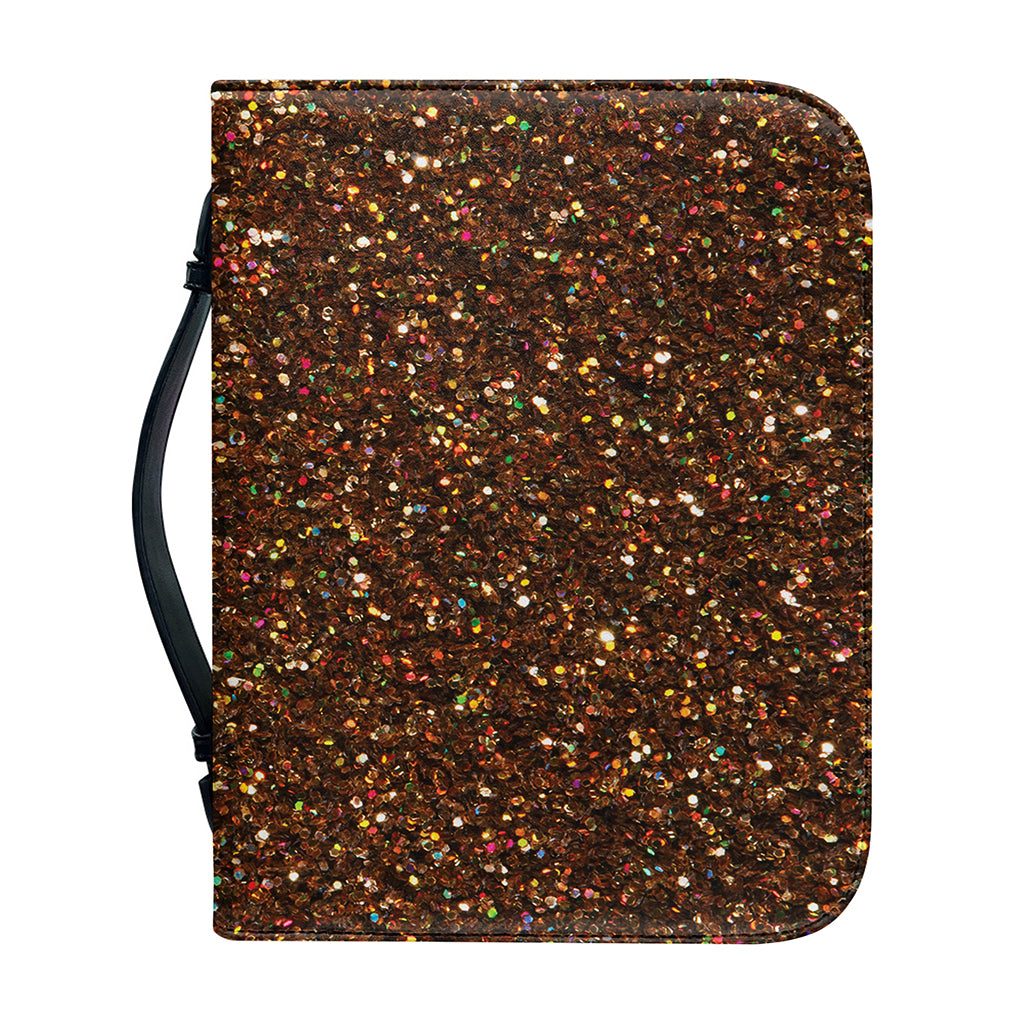Brown (NOT Real) Glitter Print Leather Bible Cover