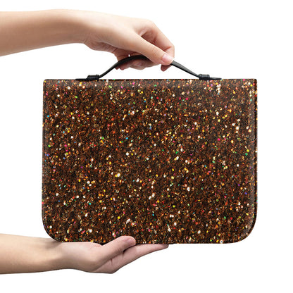 Brown (NOT Real) Glitter Print Leather Bible Cover