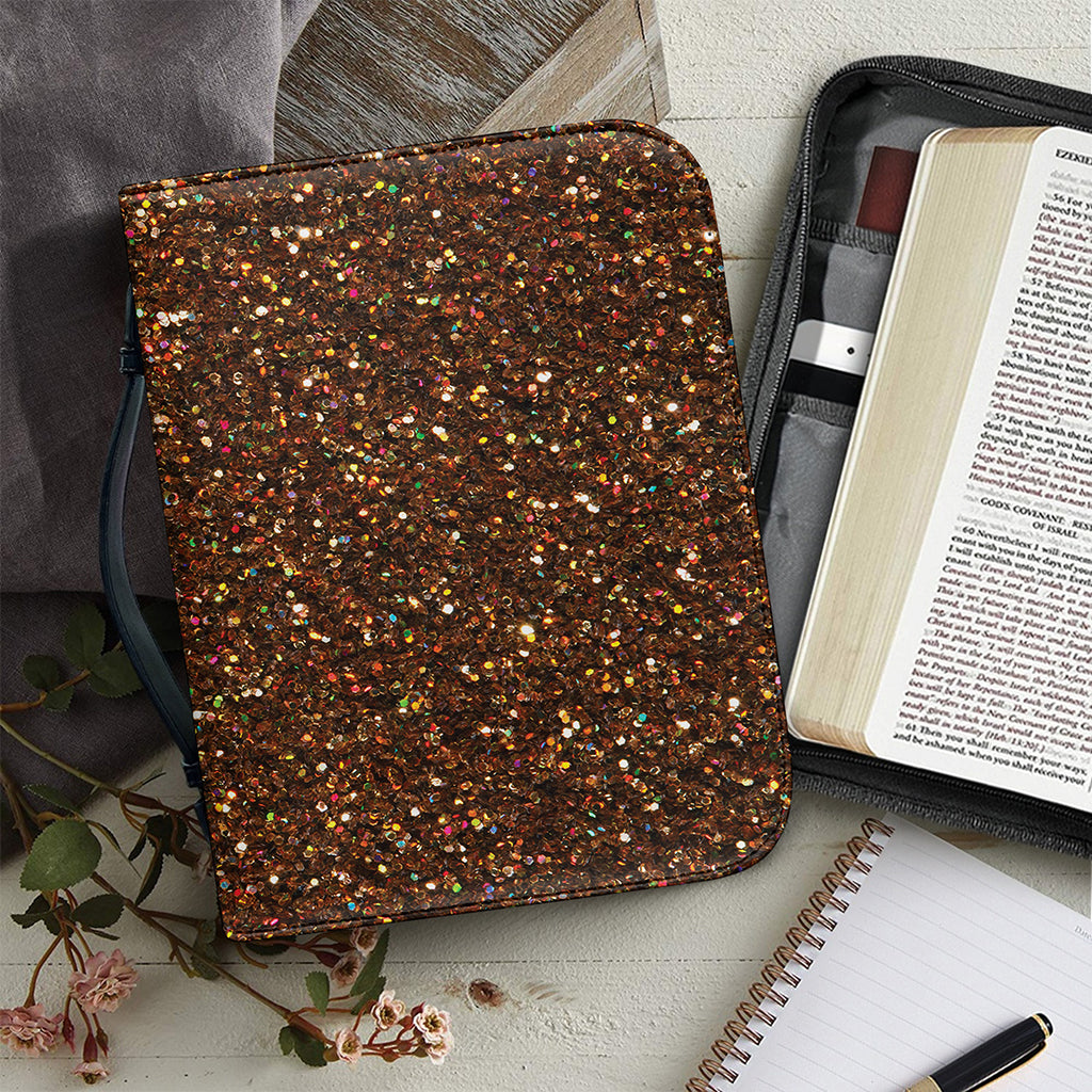Brown (NOT Real) Glitter Print Leather Bible Cover