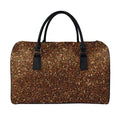 Brown (NOT Real) Glitter Print Leather Duffel Bag