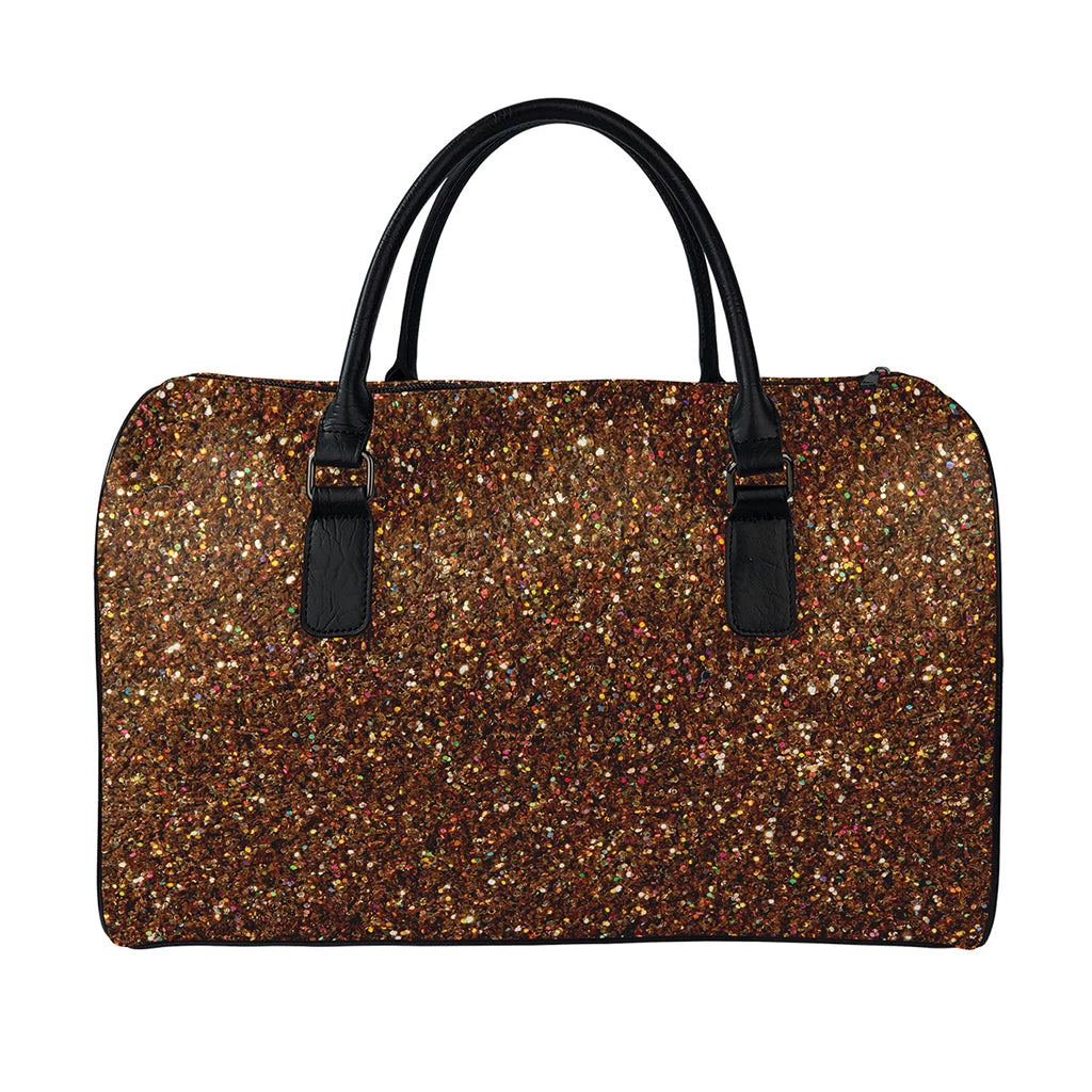 Brown (NOT Real) Glitter Print Leather Duffle Bag