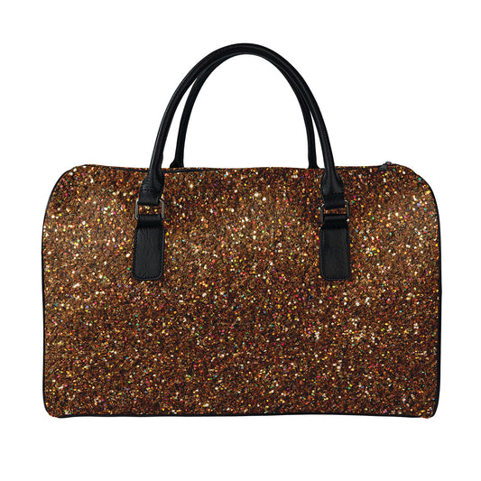 Brown (NOT Real) Glitter Print Leather Duffle Bag