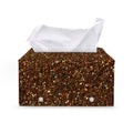 Brown (NOT Real) Glitter Print Leather Tissue Box Cover