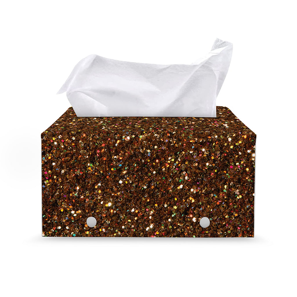 Brown (NOT Real) Glitter Print Leather Tissue Box Cover