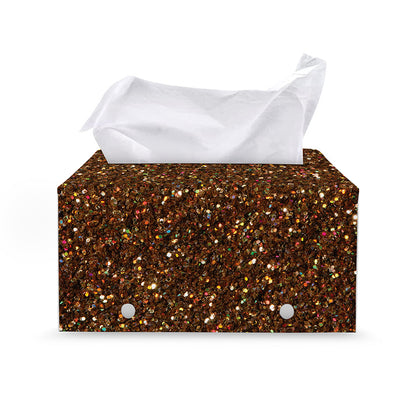 Brown (NOT Real) Glitter Print Leather Tissue Box Cover