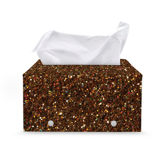 Brown (NOT Real) Glitter Print Leather Tissue Box Cover