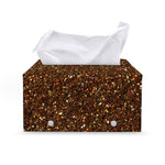 Brown (NOT Real) Glitter Print Leather Tissue Box Cover