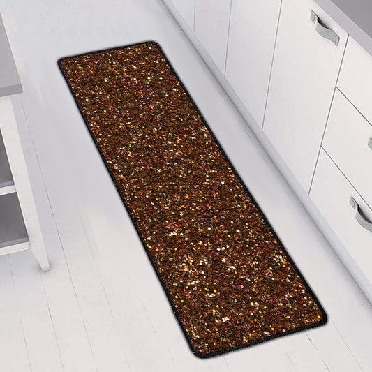Brown (NOT Real) Glitter Print Long Kitchen Mat