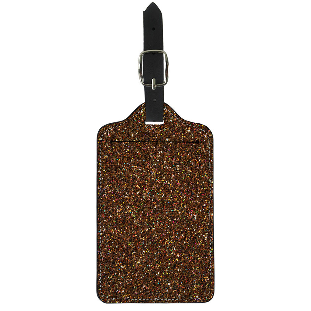 Brown (NOT Real) Glitter Print Luggage Tag