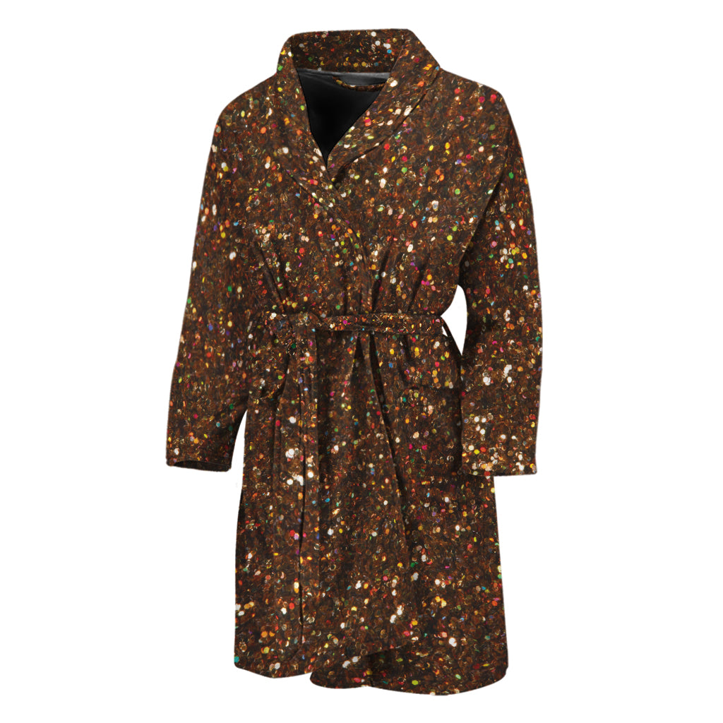 Brown (NOT Real) Glitter Print Men's Bathrobe