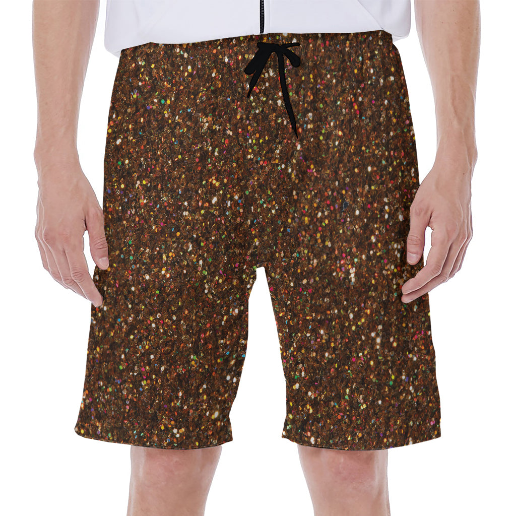 Brown (NOT Real) Glitter Print Men's Beach Shorts