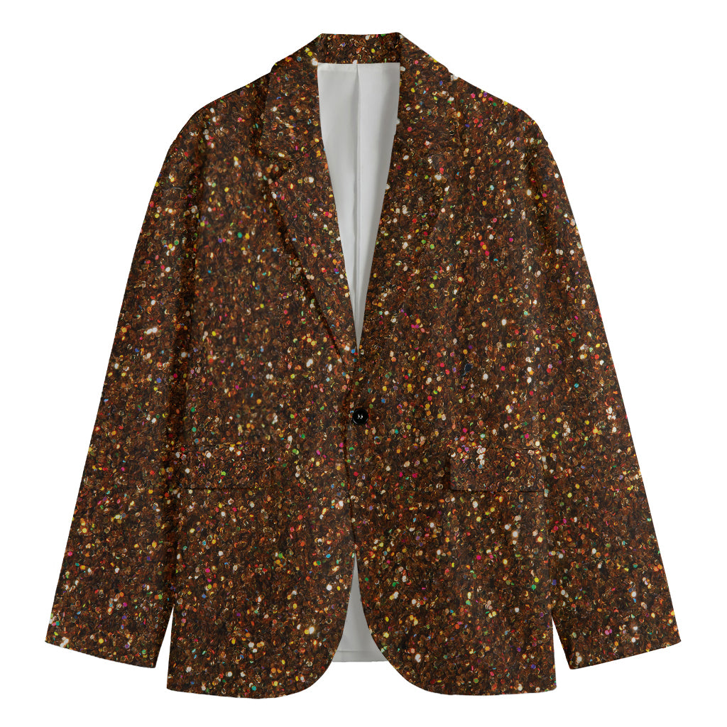Brown (NOT Real) Glitter Print Men's Blazer