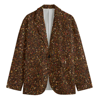 Brown (NOT Real) Glitter Print Men's Blazer