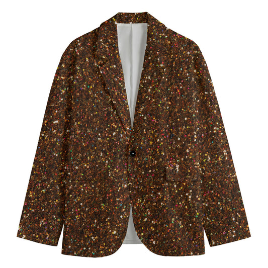 Brown (NOT Real) Glitter Print Men's Blazer