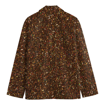 Brown (NOT Real) Glitter Print Men's Blazer