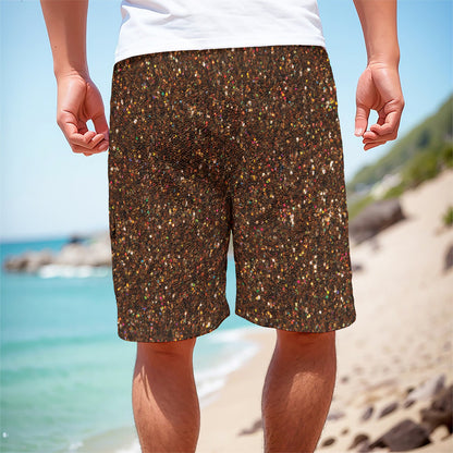 Brown (NOT Real) Glitter Print Men's Cargo Shorts