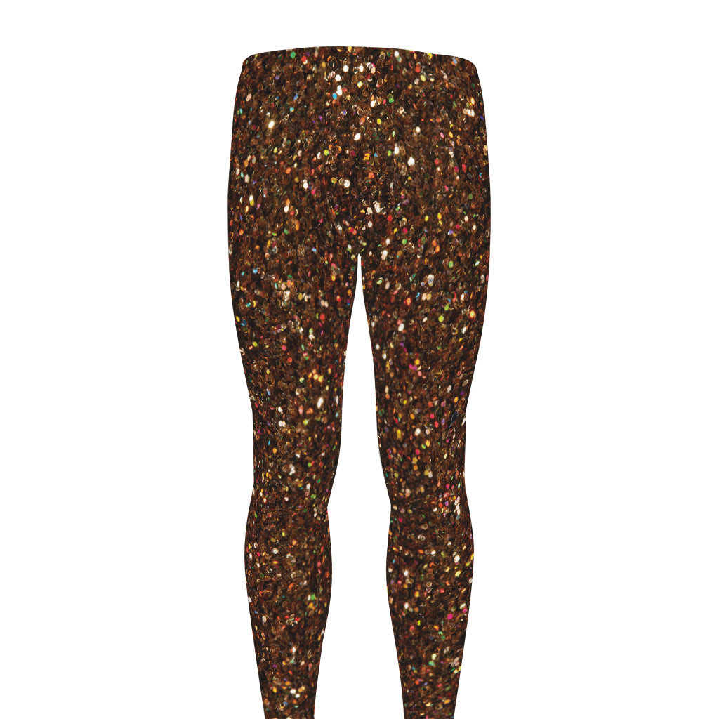 Brown (NOT Real) Glitter Print Men's leggings