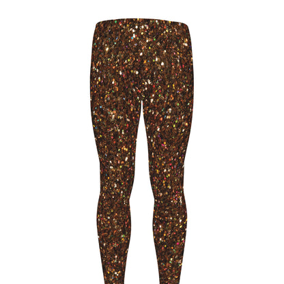 Brown (NOT Real) Glitter Print Men's leggings