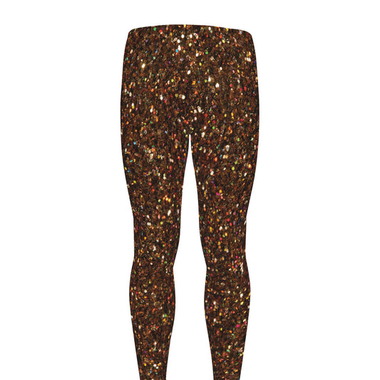 Brown (NOT Real) Glitter Print Men's leggings