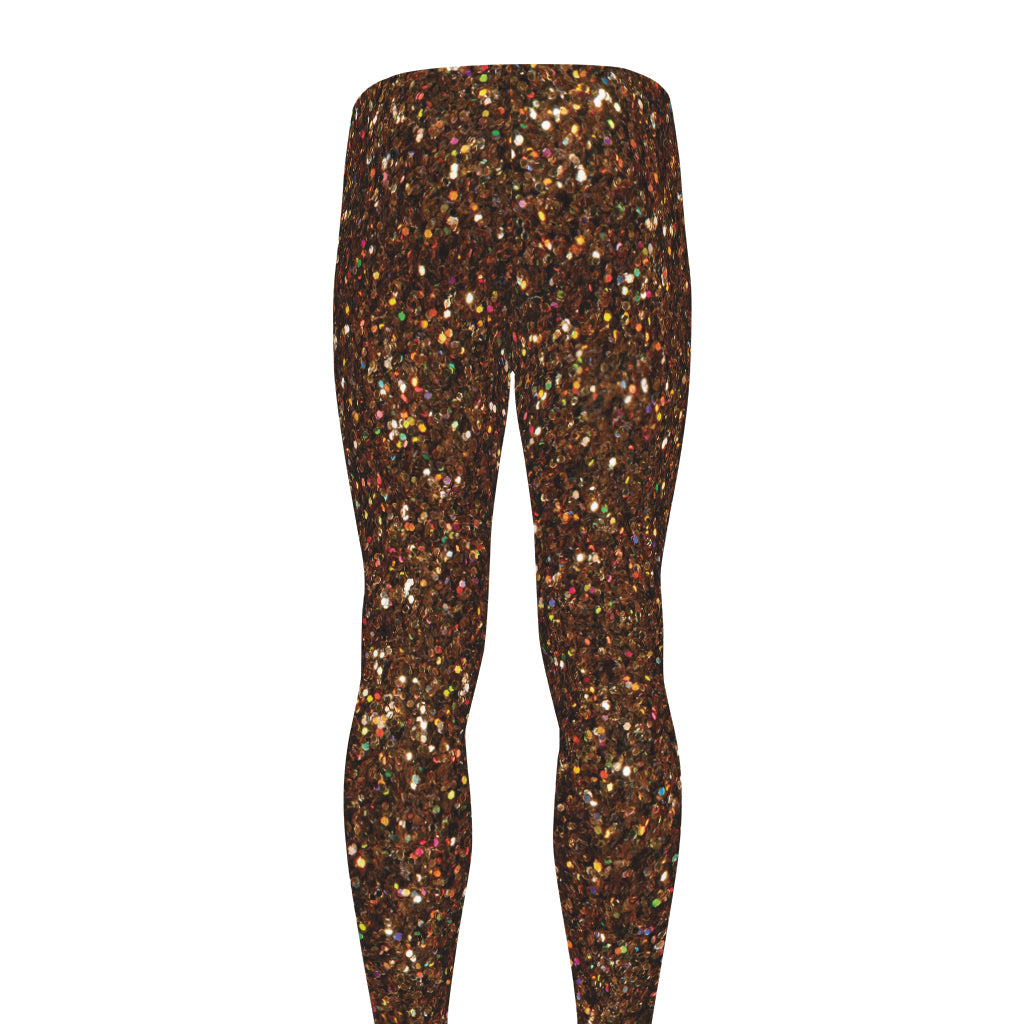 Brown (NOT Real) Glitter Print Men's leggings