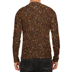 Brown (NOT Real) Glitter Print Men's Long Sleeve Rash Guard