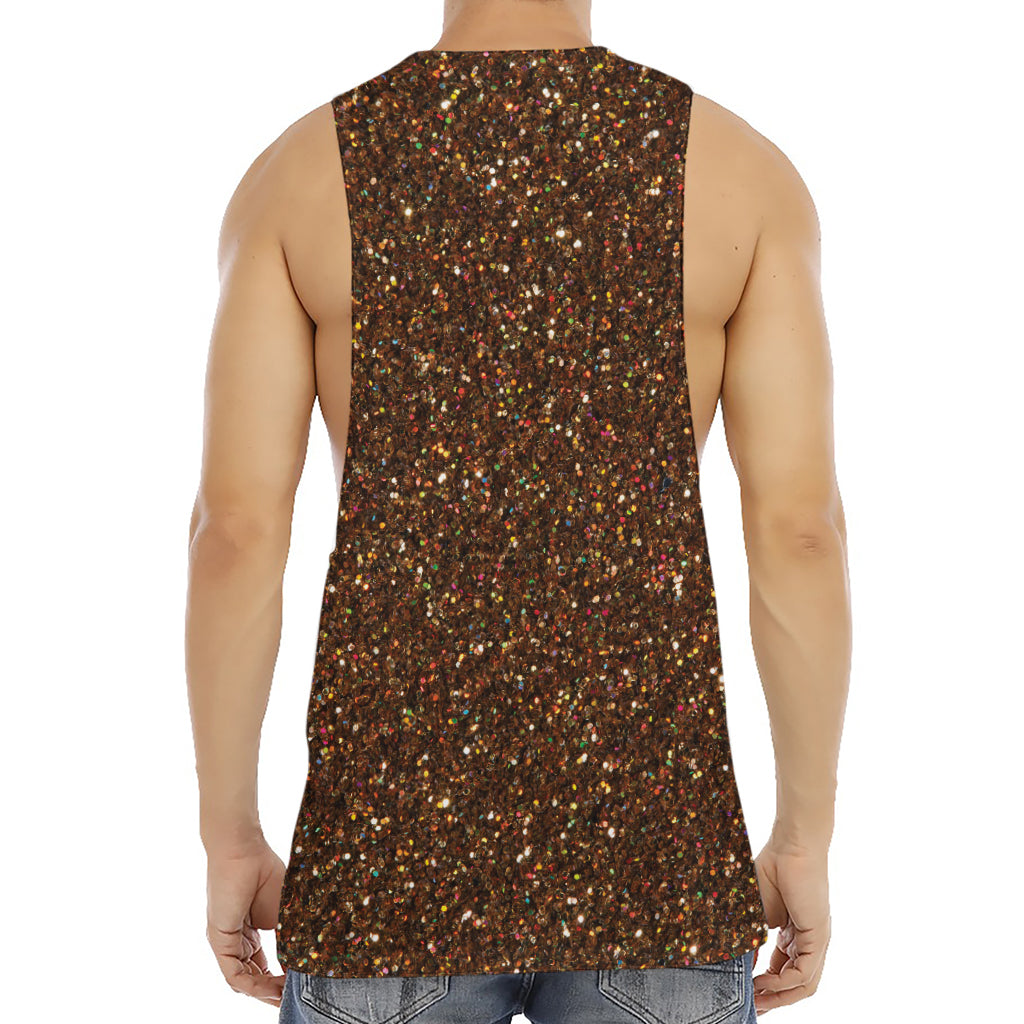 Brown (NOT Real) Glitter Print Men's Muscle Tank Top