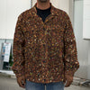 Brown (NOT Real) Glitter Print Men's Shirt Jacket