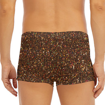 Brown (NOT Real) Glitter Print Men's Short Boxer Briefs