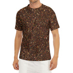 Brown (NOT Real) Glitter Print Men's Short Sleeve Rash Guard