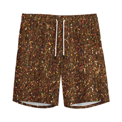 Brown (NOT Real) Glitter Print Men's Sports Shorts