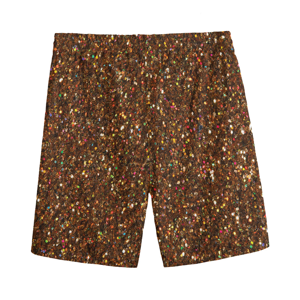 Brown (NOT Real) Glitter Print Men's Sports Shorts